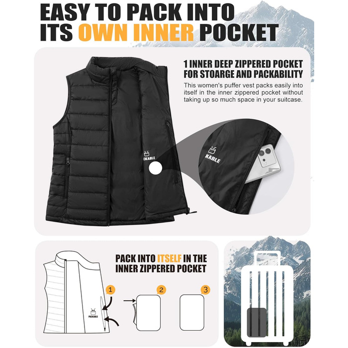 Жіноча степна жилетка Outdoor Ventures: тепла, легка, для туризму та велоспорту, з капюшоном, чорна, XL