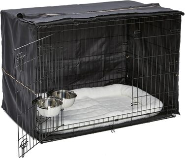 Кія для собак Midwest Homes for Pets iCrate 1522DD-KIT, чорний, 109x72x76 см, комплект з лежаком, мисками та роздільником