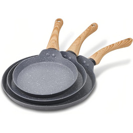 Набір сковорідок Maxspace 3 шт. з антипригарним покриттям, індукційне дно 18, 22, 26 см, для всіх плит (сірий)