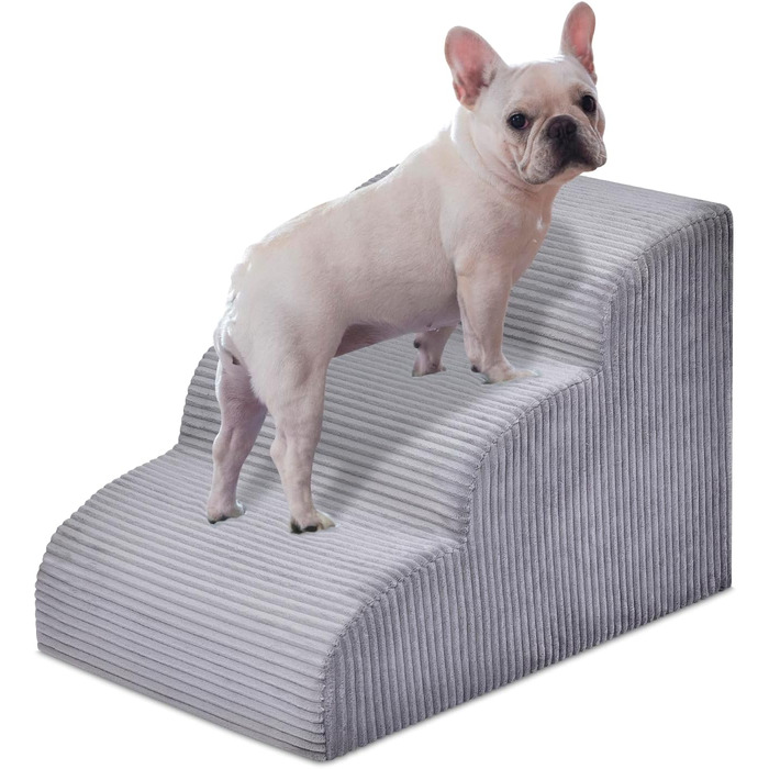 Сходинки для собак та котів на ліжко - 4 сходинки, антиковзаючі, знімні, миючі, підходить для дому та авто, H: 50,8 см (3 сходинки, світло-сірий)