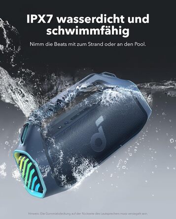Soundcore Boom 2 Plus: Портативна Bluetooth колонка, 140W, IPX7, RGB, Power Bank, BT 5.3, для кемпінгу (блакитна)