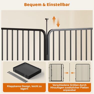 Вольєр для цуценят Yaheetech 16-секційний з замком, захистом для підлоги та металевим дротом 8 мм, 80 см, для квартири та саду