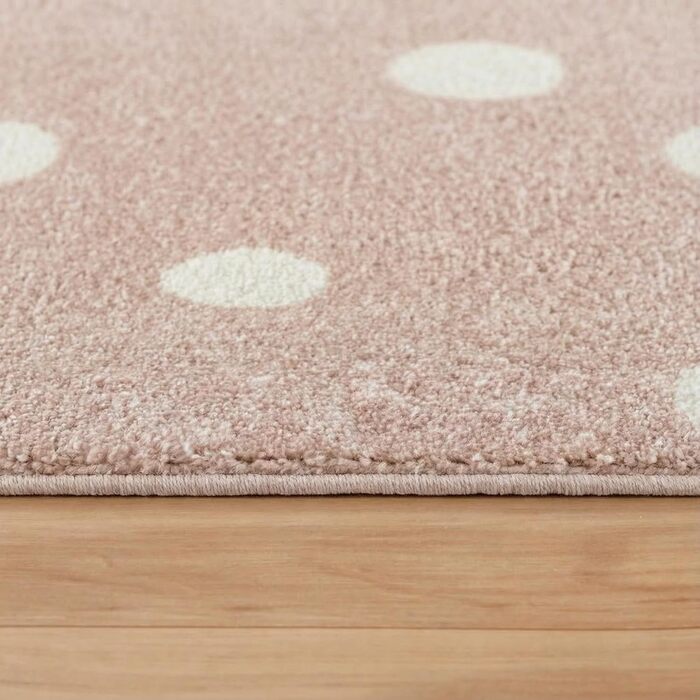 Дитячий килим Kinderteppich DOTS бежево-рожевий 80x150 см, Öko-Tex, для дівчаток, в дитячу кімнату