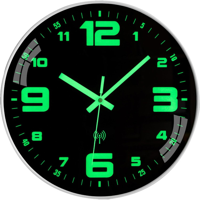 ACCSHINE Radiant Wall Clock Radio Clock Wall Clock No Ticking Sound Silent 30cm Quartz Modern Large Battery Wall Clock Easy to Read for Rooms Home Kitchen Bedroom Office School (Radiant Wall Clock)