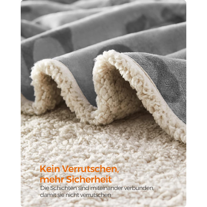 Водонепроникний плед для собак Feandrea, Sherpa Fleece, 127 x 101 см, сірий - захист дивану для тварин