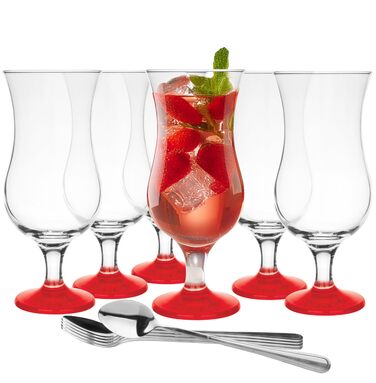 Набір келихів Glasmark KROSNO для коктейлів 420 мл (6 шт) – для алкогольних коктейлів, лонгдрінків, вечірок (прозорий, червоний)