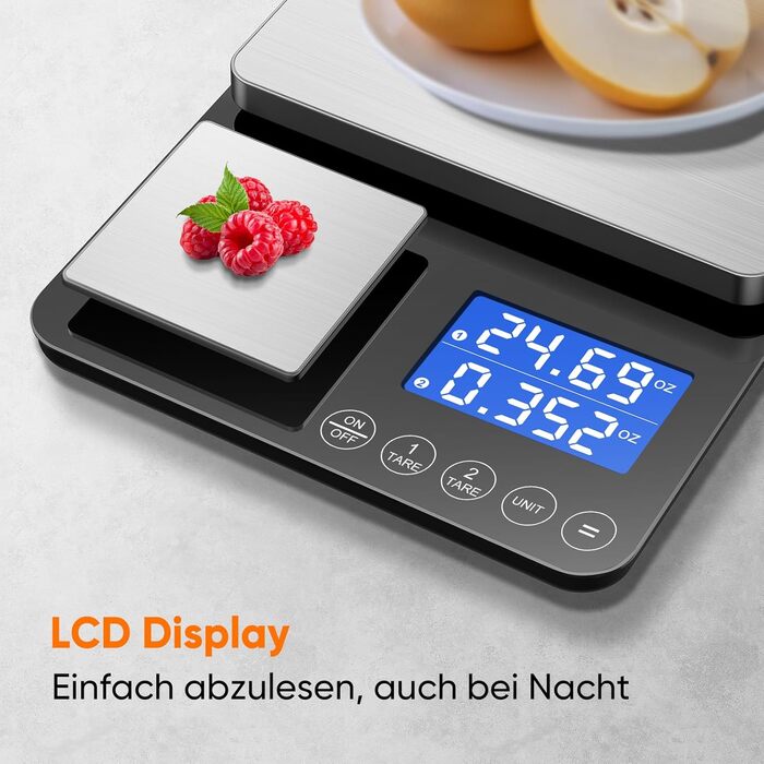 Цифрова кухонна вага 10 кг з LCD дисплеєм та функцією тарування, для випічки, приготування їжі та зважування ювелірних виробів, з точністю 1 г (срібна - K700H)