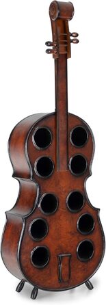 Stradivino Wine Rack for 10 Bottles - Wooden Wine Stand with Vintage Look - Handmade Cello Bottle Rack - Bottle Stand 135 cm High - Retro Wine Bottle Holder
