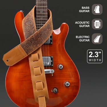 Шкіряний гітарний ремінь Nefelibata 2.3' з повним покриттям з тисненням Сахари (жовтий) для бас, електро та акустичної гітари