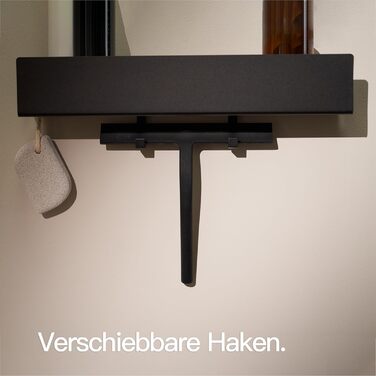 Designfabrik Hamburg Shower Shelf without Drilling | Bathroom Organizer | Shower Shelf without Drilling | Bathroom Shelf | Hanging Shelf | Wall Shelf | Self-Adhesive Shower Basket | Shower Shelf Black 42 cm
