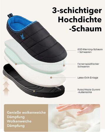 Чоловічі домашні капці VeraCosy з ефектом пам'яті (Memory Foam) з водовідштовхуючого нейлону, розмір 44/45 EU, колір Twilight