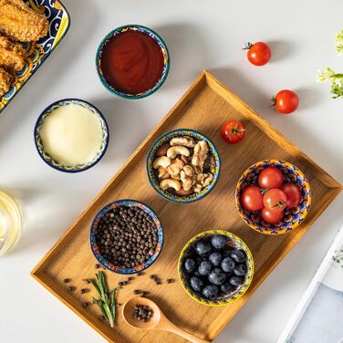 Набір кавових чашок Vancasso SIMI 6 шт. з блюдцями, 240 мл - кавові чашки з кольорового фарфору, посуд для 6 осіб, сумісні з мікрохвильовою піччю, богемський стиль