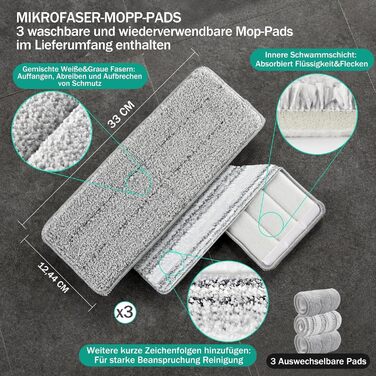 JOYMOOP Mop and Bucket Set with Wringer, Hands-Free Flat Mop and Bucket, with 3 Washable Microfiber Pads, Wet and Dry Use, Floor Cleaning System