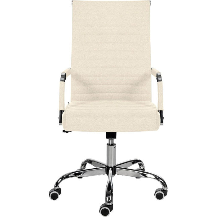 Ергономічне крісло для офісу Amadora I з регулюванням висоти, поворотне на 360 градусів, тканинне покриття, міцне, витримує до 120 кг, колір: кремовий