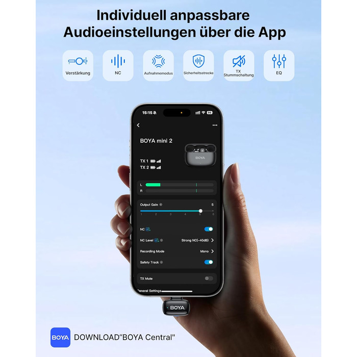 BOYA MINI 2 - Бездротовий мікрофон-лавал'єр для iPhone, Android, Vlogging, YouTube, Streaming. Чорний (2TX+1RX, Type-C)