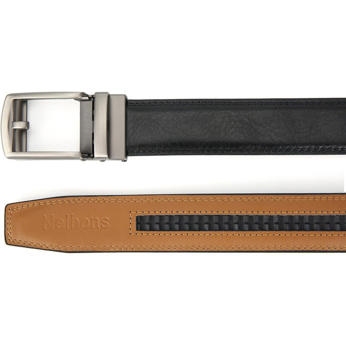 Чоловічий шкіряний ремінь на пряжці з автоматичним закриттям, 35 мм, білий, 130 см (E-schwarz)