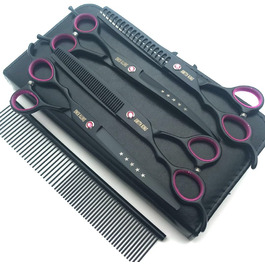 Професійний набір ножиць для грумінгу собак 7 дюймів (5 шт.) для правші та лівші, чорний
