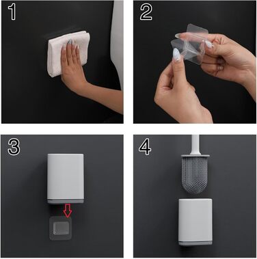 Силіконова щітка для унітазу Klobürste сірого кольору з кріпленням на стіну без свердління, швидковисихаючий тримач, настінний комплект