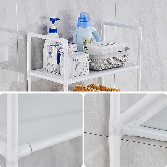 LIUBEI 3-Tier Toilet Shelf, Bathroom Shelf Space-Saving, White Bathroom Organizer Shower Shelf Easy Installation
