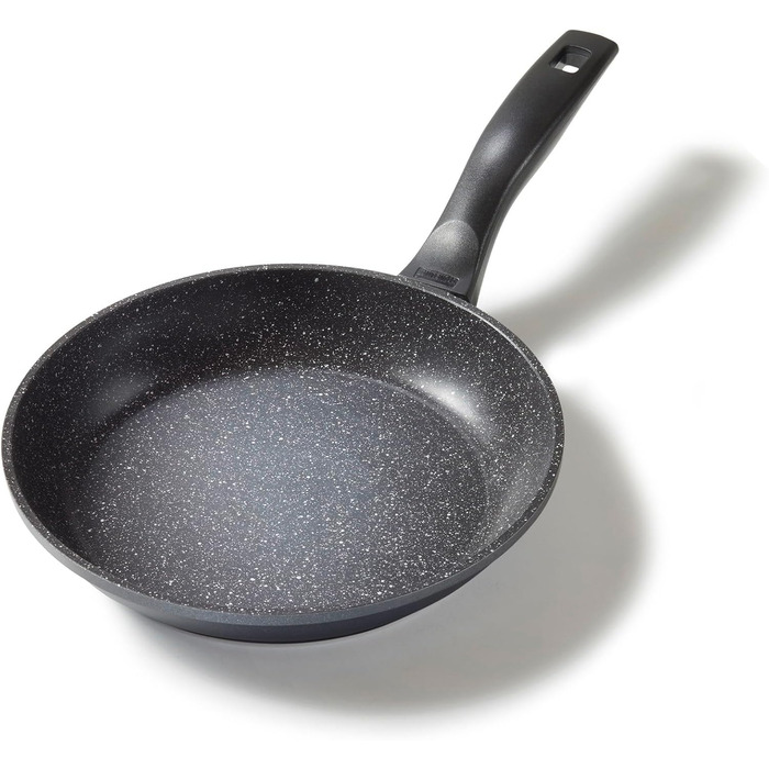 STONELINE Frying Pan - Induction-compatible pan with genuine stone particles coating, frying & universal pans made of aluminum cast, large pan (Grey, 24 cm)