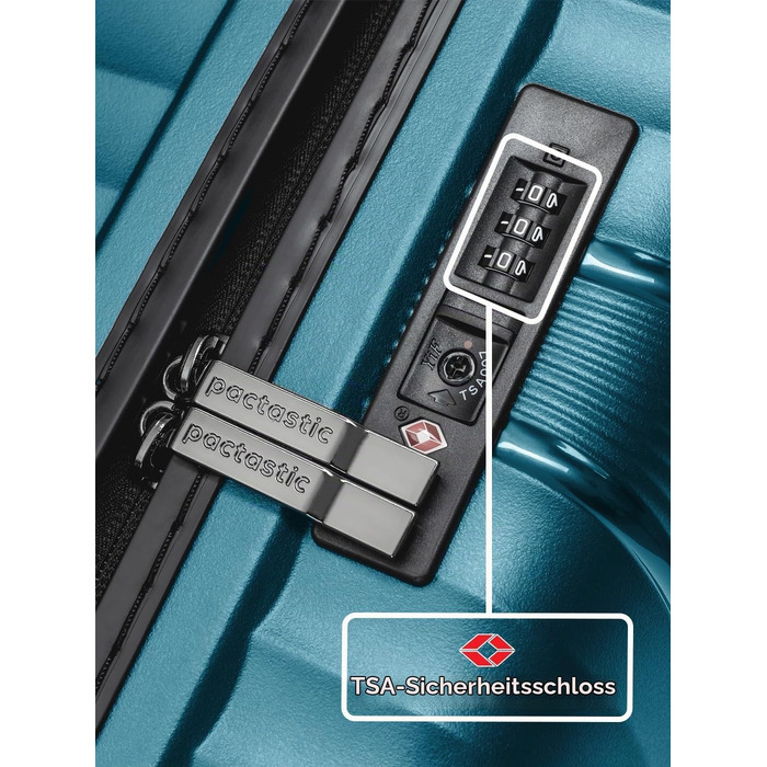 Набір ультралегких валіз Pactastic з жорстким корпусом, 3 предмети, Turquoise Metallic