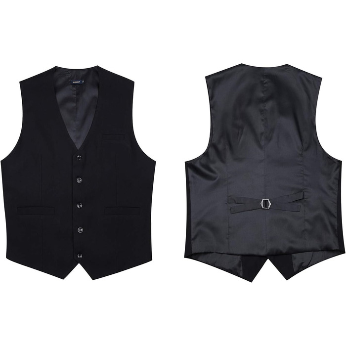Чоловіча жилетка для весілля та свят HISDERN, бавовна, однотонна, чорна (M)