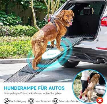 Східці для собак CO-Z, розкладні, 160 см, для собак до 90 кг, з антиковзким покриттям, підходять для всіх авто