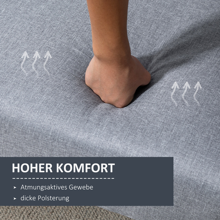 Диван-ліжко HOMCOM, 2-місний диван з функцією сну, регульована спинка, щільна м'яка обшивка, підлокітники, диван-ліжко на дерев'яних ніжках для вітальні, гостьової кімнати, 173 x 75 x 73 см, сірий | Aosom