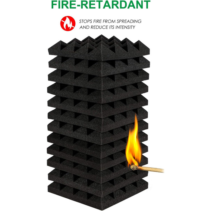 Звукопоглинаючі панелі AGPtEK, акустичний поролон для студії, офісу та кімнати (25 x 25 x 5 см, 24 шт), чорний