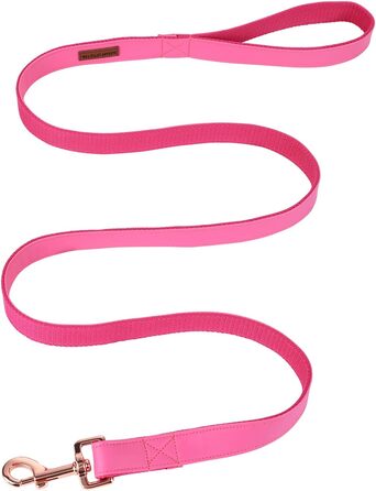 Елегантний поводок та нашийник для собак з натуральної шкіри - міцний нашийник для собак на осінь, регульований для маленьких собак, рожево-рожевий (1 шт.)