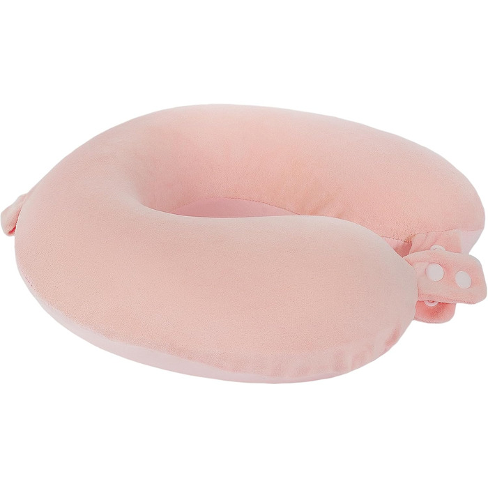 Подушка для шиї з піною з пам'яті, зручна та легка, для подорожей (літак, авто, поїзд, автобус), з чохлом (рожева)