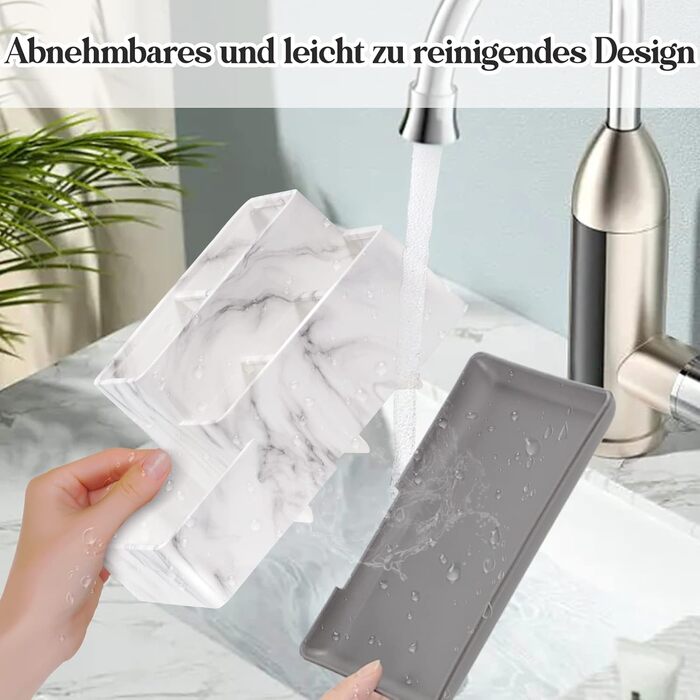 Тримач для зубних щіток електричних, знімний, для зберігання зубної пасти та бритви, легко чистити, білий (білий мармур)