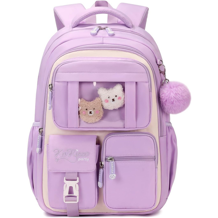 Дитячий рюкзак для школи DivingBirds для дівчаток 2-7 клас, 22L | Легкий, з дихаючим вкладишем спинки та м'якими лямками | Рюкзак для підлітка 7-10 років (фіолетовий)