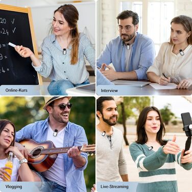 Мікрофон ZealSound Mini Wireless з USB-C/Lightning, для Android/iPhone, з шумозаглушенням, 33h акумулятор, 100м, для Vlogging, TikTok, Podcast, YouTube (M6 Чорний/Срібний)