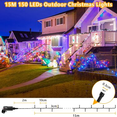 LED гірлянда на батарейках/USB, 10/15 м, 100/150 LED, тепле біле світло, з таймером, вологостійка, для декору на Різдво, весілля, вечірки, балкона, саду