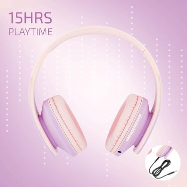 Дитячі навушники PowerLocus Bluetooth з обмеженням гучності 85dB, складні, з чохлом, Over-Ear, бездротові та провідні з мікрофоном, Micro-SD для телефону, ПК, планшета, зелені (Принцеса)