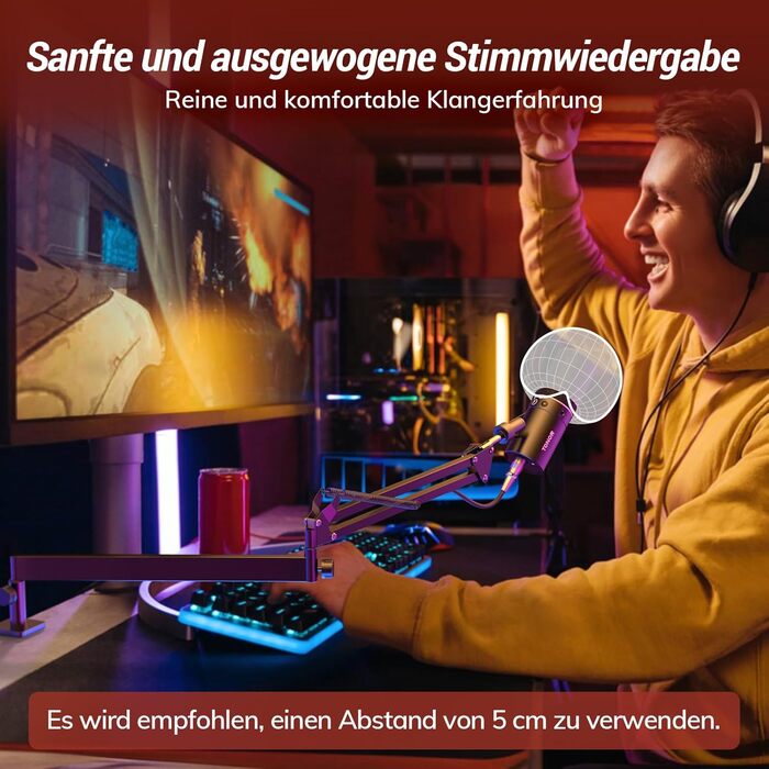 Мікрофон TONOR TD510+ для запису та стрімінгу: XLR/USB, динамічний, з кріпленням та кнопкою Mute, чорний