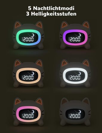 LIORQUE Alarm Clock Kids Light Alarm Clock Kids Sleep Trainer Kids Night Light Dual Alarm Sleep Training Sound Machine Rechargeable Kids Alarm Clock Toddler Boys Girls