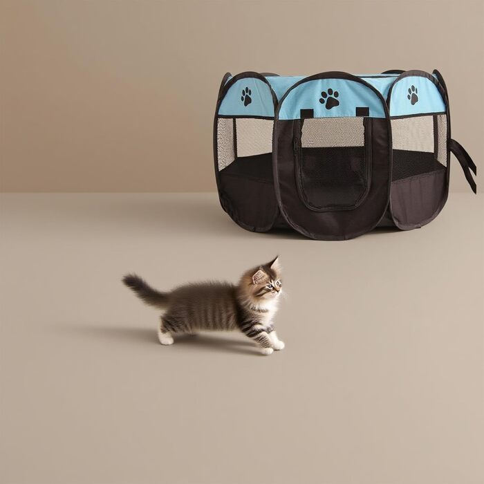 Клітка-забіг для цуценят 74x74x43 см – складана клітка для собак та котів, клітка для кроликів та інших дрібних тварин – безпечний забіг для дому та вулиці сірого кольору + лапа собаки