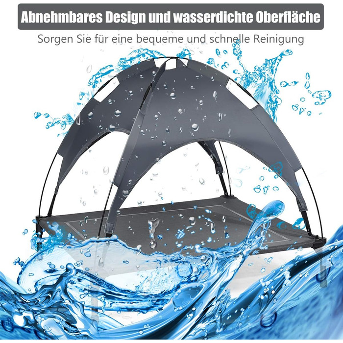 Підвищене ліжко для собак GYMAX знімним тентом, вологостійке та дихаюче, 90x81x86 см