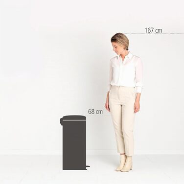Сміттєвий відер Brabantia з педаллю та внутрішнім пластиковим відром, сталь, Matt Steel, 30 л