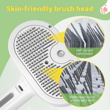 Щітка для котів та собак з парою, професійна для догляду за шерстю, біла