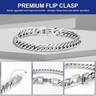 Браслет чоловічий Flintronic з нержавіючої сталі, панцерна ланцюг для чоловіків/хлопців, важкий браслет з ланцюгом, браслет у стилі хіп-хоп, мода, ювелірні вироби, 10 мм, 21 см