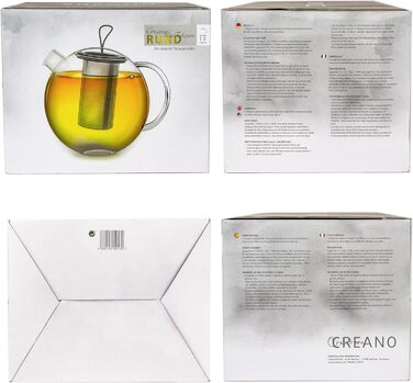 Creano XXL Чайник-Термос Jumbo, 2.0л (1.5л), 3-частинний набір з нержавіючою сталею та скляною кришкою, багатофункціональний дизайн
