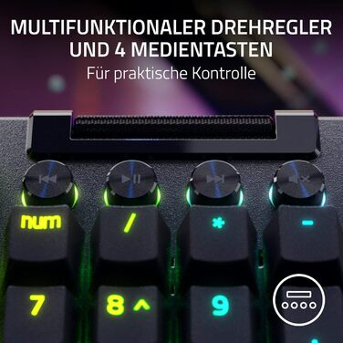 Механічна ігрова клавіатура Razer BlackWidow V4X з Green Clicky Switches (RGB Chroma, 6 макро-клавіші, Doubleshot ABS-клавіші, QWERTY US-розкладка)
