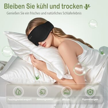 Маска для сну Musicozy з навушниками | 3D маска для сну з Bluetooth 5.4, Bio-Bambus Baumwolle, для подорожей, з навушниками, для чоловіків та жінок