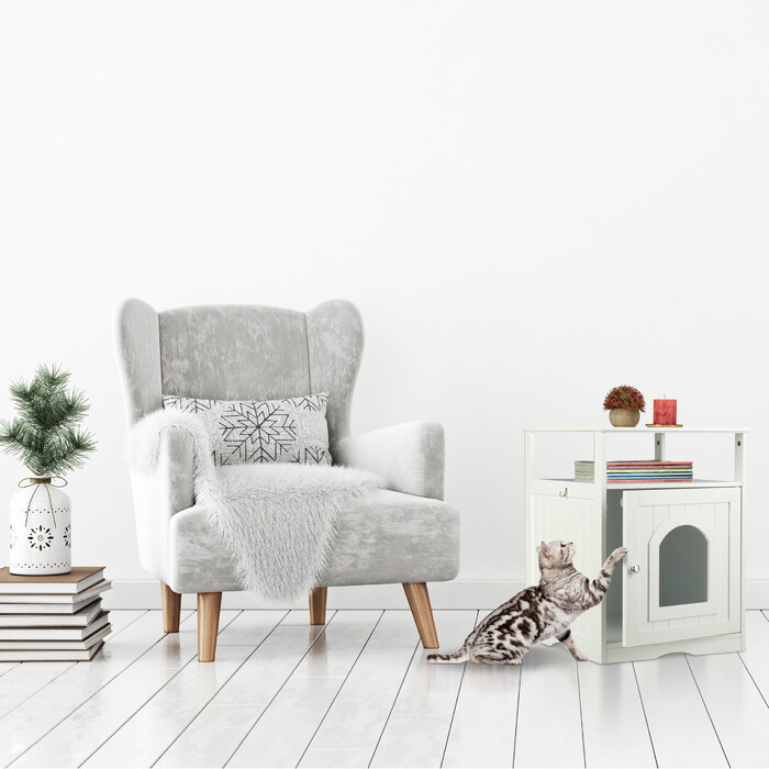 Relaxdays White Cat Cabinet with Shelf