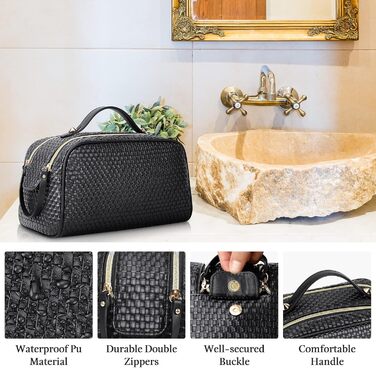 Косметичка NUBILY для подорожей: 2 шт. водовідштовхуваних культбагелів на блискавці (чорний)