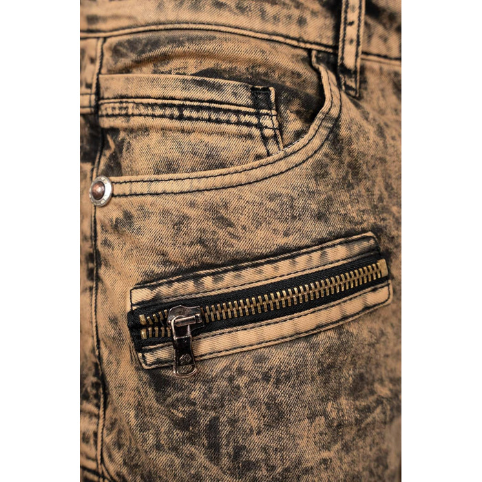 Чоловічі джинси Cipo & Baxx Slim-Fit, Regular-Fit, Biker - коричневі (36W/34L, 39) з ефектом Destroyed та стразами