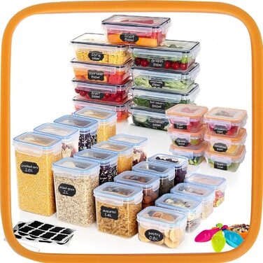 Набір контейнерів для їжі Hibisaws 12 шт. з кришкою, BPA-free, 100% герметичні, прозорі, 6 x 1L та 6 x 0.5L, для зберігання їжі та заморожування